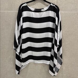 New York & Company Monochrome Striped Blouse